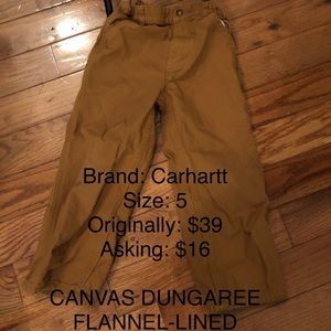 Carharrt lined pants size 5